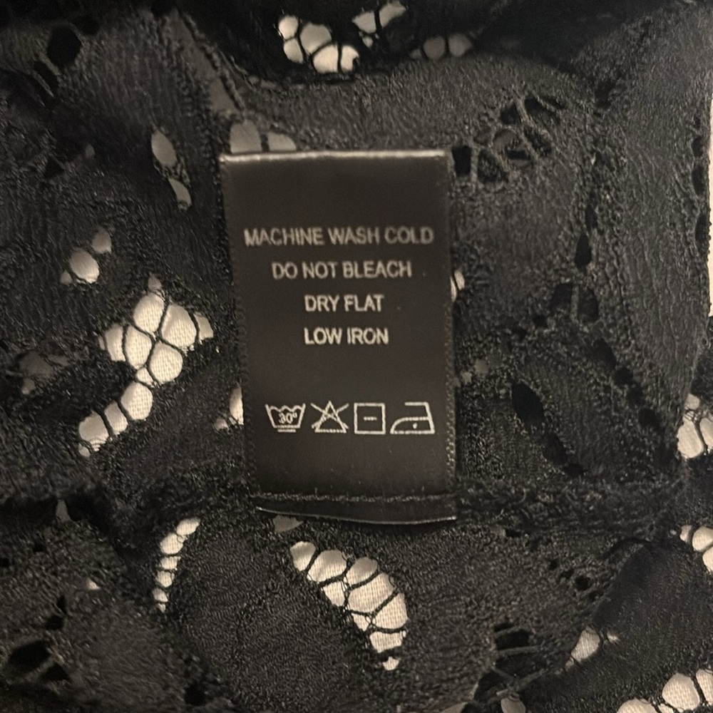 Haute Monde Black crochet Lace Overlay peplum Top SZ Large whimsigoth night out - Picture 6 of 11